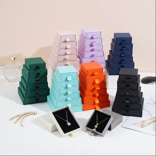 SSeeSY Custom Logo Rigid Cardboard Jewelry Box Personalized Paper Gift Packaging Case for Necklace Pendant Ring Earring